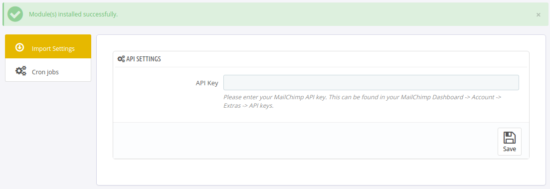thirty bees MailChimp module configuration