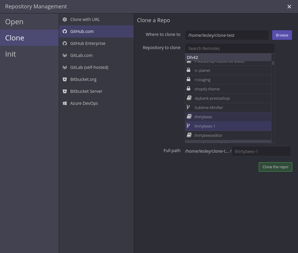 Cloning locally